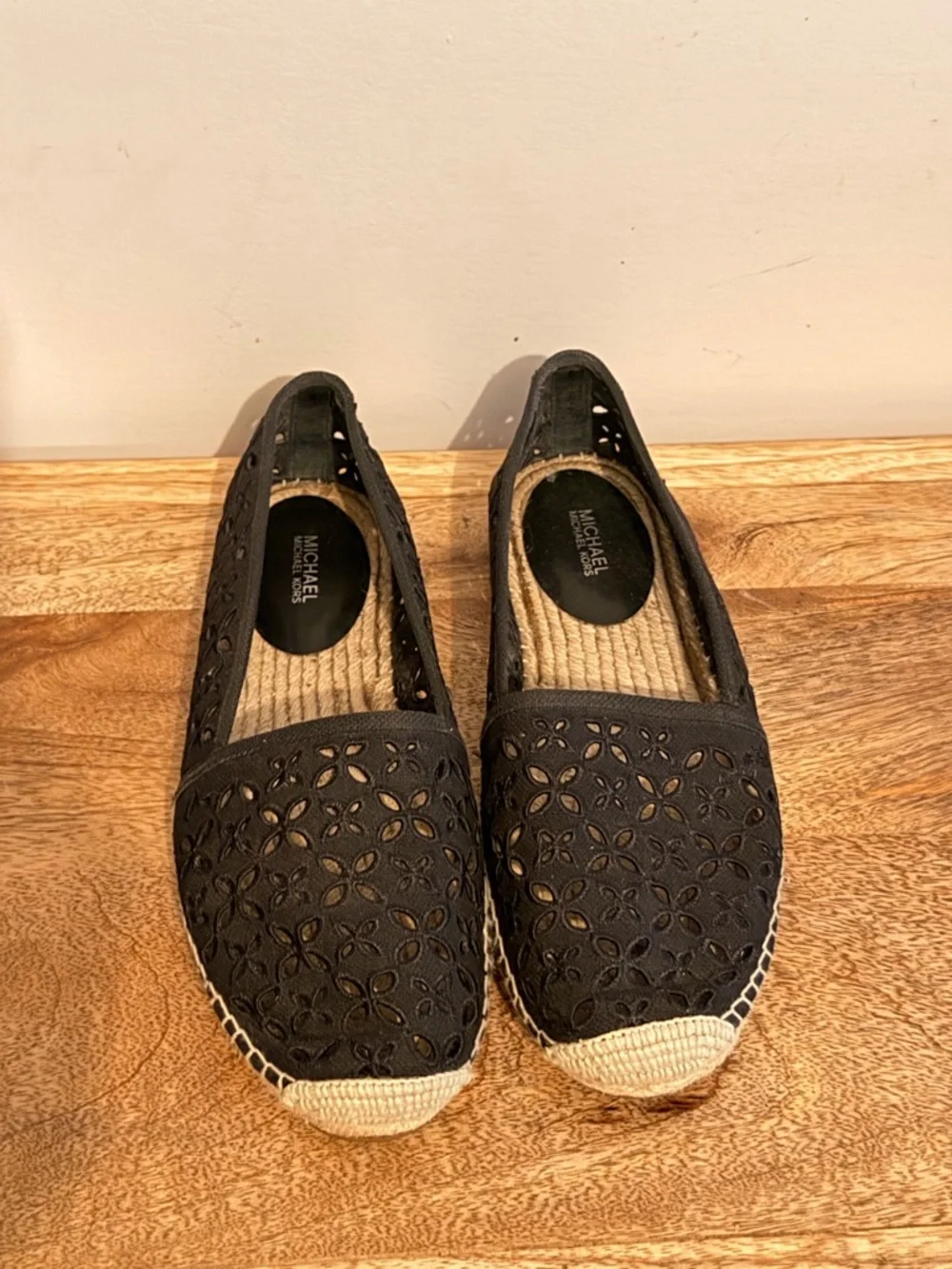 MICHAEL Michael Kors Black Laser-Cut Espadrille Flats
